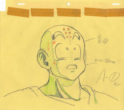 dessin représentant un homme avec des points de suture à la tête et au cou