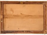 an old wooden box with a piece of paper in it