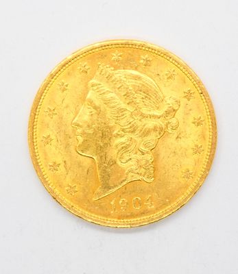 Pièce de 20 dollars or, Liberty Head, 1904. 33,44 g net. - Photo 1