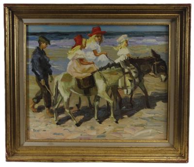 École française du XXe siècle. Promenade à la plage à dos d'…
