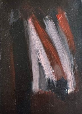 an image of a painting of a red, white, and black brush stroke