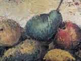 a painting of a painting of apples and pears on a table