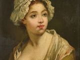 un tableau représentant une femme coiffée d'un bonnet