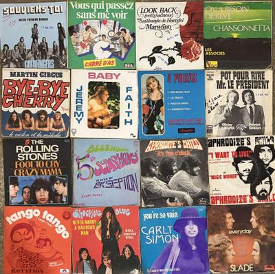 beaucoup de pochettes d'albums différentes sur le mur