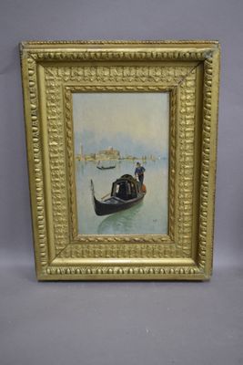 une image représentant un tableau d'une gondole dans un cadre doré