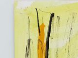 a picture of a painting of a yellow vase and a pair of scissors on a table