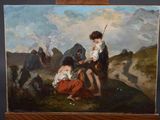 tableau représentant un tableau où l'on voit un garçon et une fille sur une colline