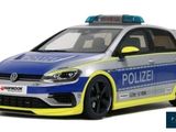 volkswagen golf r - line police car with blue and yellow lights