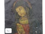 une peinture ancienne représentant une femme tenant un bébé dans ses bras