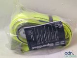 a bag of neon yellow cords that are wrapped in plastic