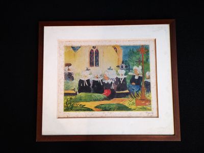 painting of a group of people sitting around a table in a garden