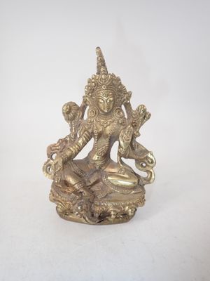 Divinité en bronze doré, 11x8x5 cm