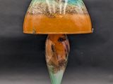 an image of a lamp with a green base and a brown base