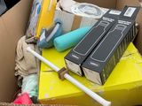 a cardboard box full of household items in a store