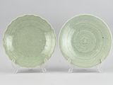 pair of chinese celade plates, 20th century