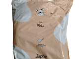 a picture of a bag of rice with a picture of a dog on it
