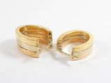 pair of gold plated hoop earrings on white background