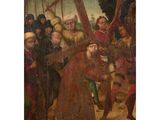 a painting of a group of men carrying a cross