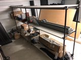 many boxes and boxes on the shelves in the garage