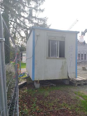 a small house that is being built in the yard