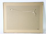 painting of a pair of scissors hanging from a string in a box