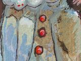 a painting of a clown with a red nose