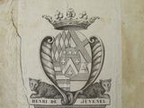 a drawing of a coat of arms and a crown on a piece of paper