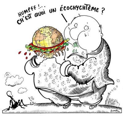 un dessin de bande dessinée représentant un homme tenant un sandwich à la main