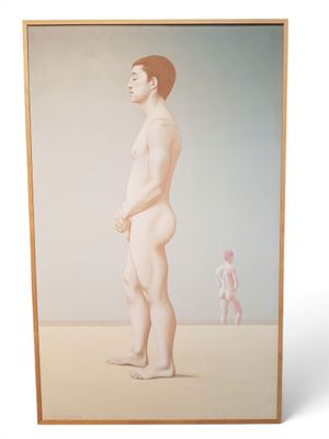 an image of a painting of a man standing in front of a woman