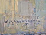 a painting on the wall of a building with writing on it