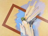 un tableau représentant une plante dans un vase posé sur une table