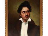 a painting of a man in a suit and white shirt