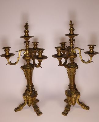 paire de candélabres anciens en laiton