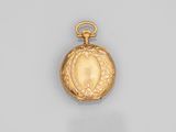 une image représentant une montre de poche en or sur laquelle figure le portrait d'une femme
