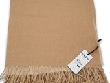 a tan scarf with fringes on a white background