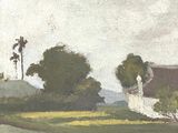 a painting of a man riding a horse in a field