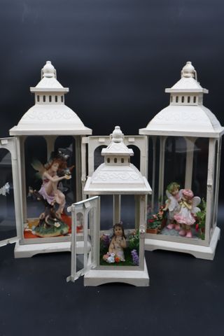 Lot de trois lanternes diorama - « Scène animée féérique », perso...