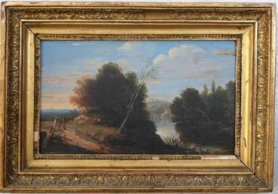 HERMAN VAN SWANEVELT (1603-1655) Personnages devant le lac, …