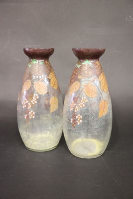 Joseph MURE dit JEM Paire de vases en verre à décor de branc…