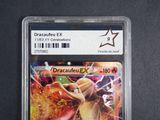 a close up of a card in a plastic holder on a table