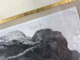 a drawing of a man wearing a hat with a feather on it