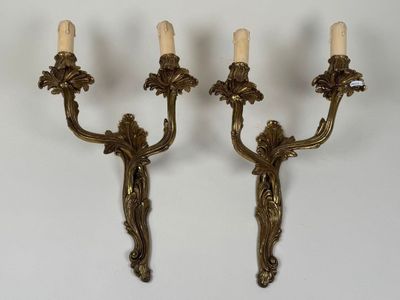 pair of antique brass wall sconces