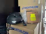 a helmet on top of a box with a helmet on it