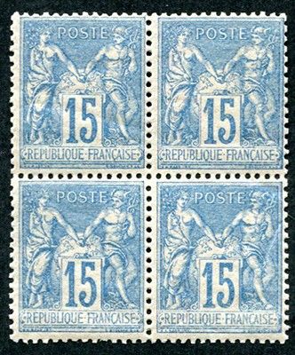 four blue and white postage stamps with a picture of a man on a horse