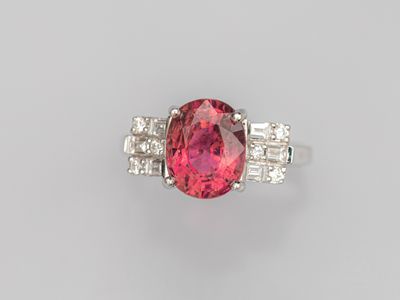 a pink tourmaline and diamond ring