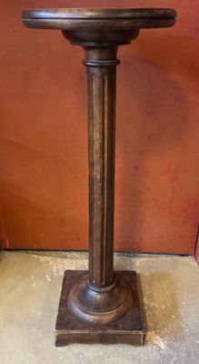 Console / sellette en hêtre teinté - hauteur 110 cm environ -  diamètr