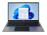 l'ordinateur portable est ouvert sur un fond blanc avec un fond bleu