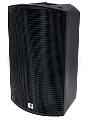 a black speaker on a white background with a white background