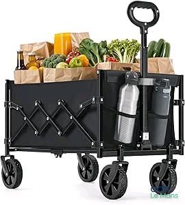 a black wagon filled with lots of food and drinks