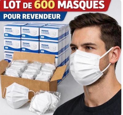 Lot de 600 masques emballés sous blister par cinq
